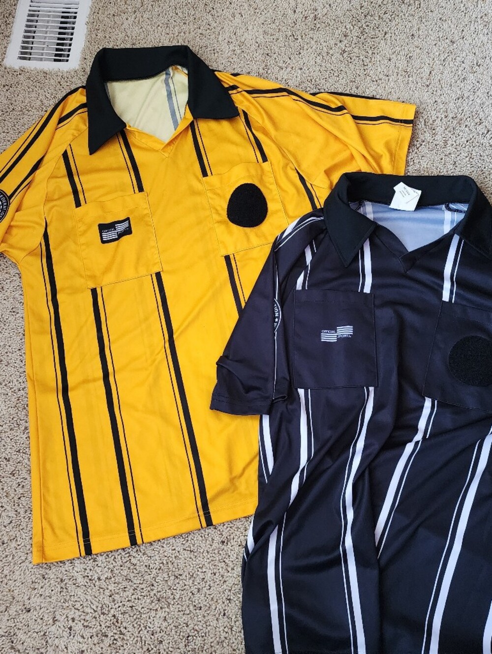 Soccer Referee Jerseys-Adult Yellow/Black Black/White Size Men's Medium Patch